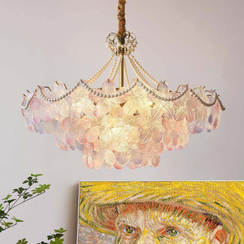 创意五草全谱法808水晶叶吊灯客光厅式灯卧室温馨大气简约现代新