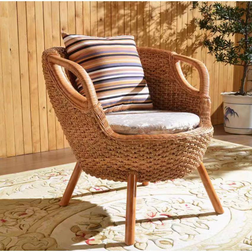 藤椅三件阳台桌椅实茶木靠背椅藤KNG编几庭院户外椅家用休闲真套