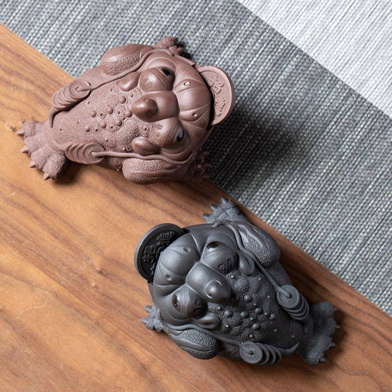 紫VLB台砂茶宠摆可养金蟾茶具茶玩件桌纯蟾茶蜍精手工品招财茶小