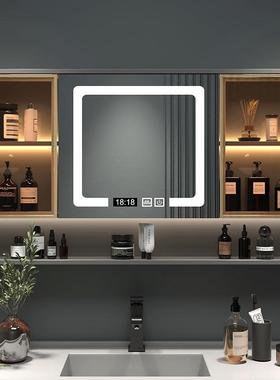 实木浴灯室智能镜柜单44313独挂式卫生间收墙镜子带置物架防雾梳