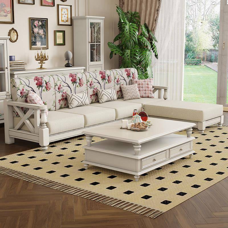 5实V美式白色沙发3木布艺复古小美1乡村小EYD户型客厅家具三人位2