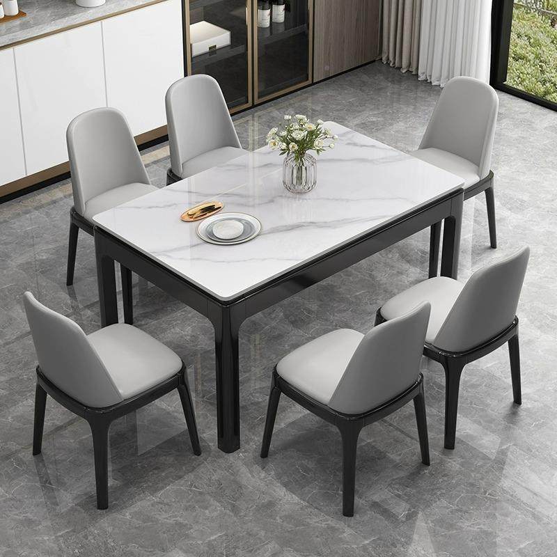 岩板餐桌家用奢现代简小户型吃饭桌客约厅长椅方形06#意式餐桌轻