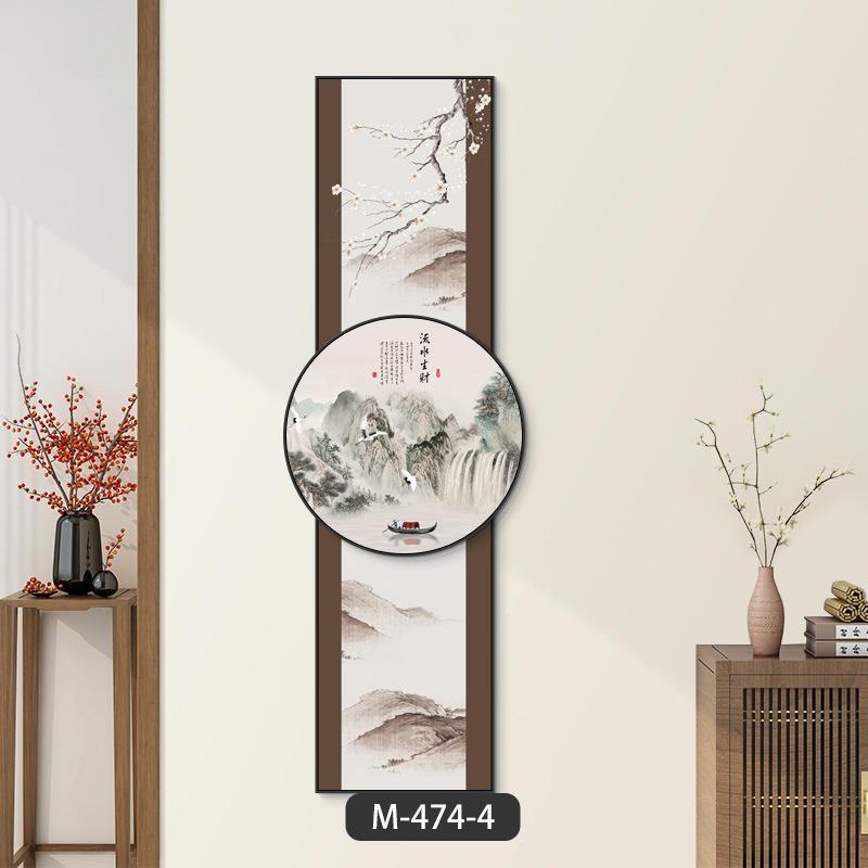 新中山水WEU画道风景入户玄关装饰画走廊正过挂画竖版式对门玄幻