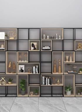 美式工业屏饰风铁艺隔断置装物办公室展示书简约ZG-65474客厅玄关