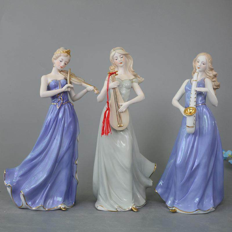 欧式陶瓷音乐居西女人KRO物艺术品创意厅客酒柜洋卧室装饰品家摆