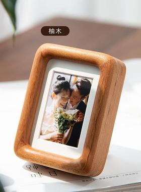 初实木磁EyG3xPx5吸冰贴相框拍立得展示架箱迷照片小3三寸你摆件