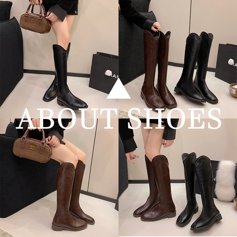 小众设计加绒骑士靴2025秋冬新款