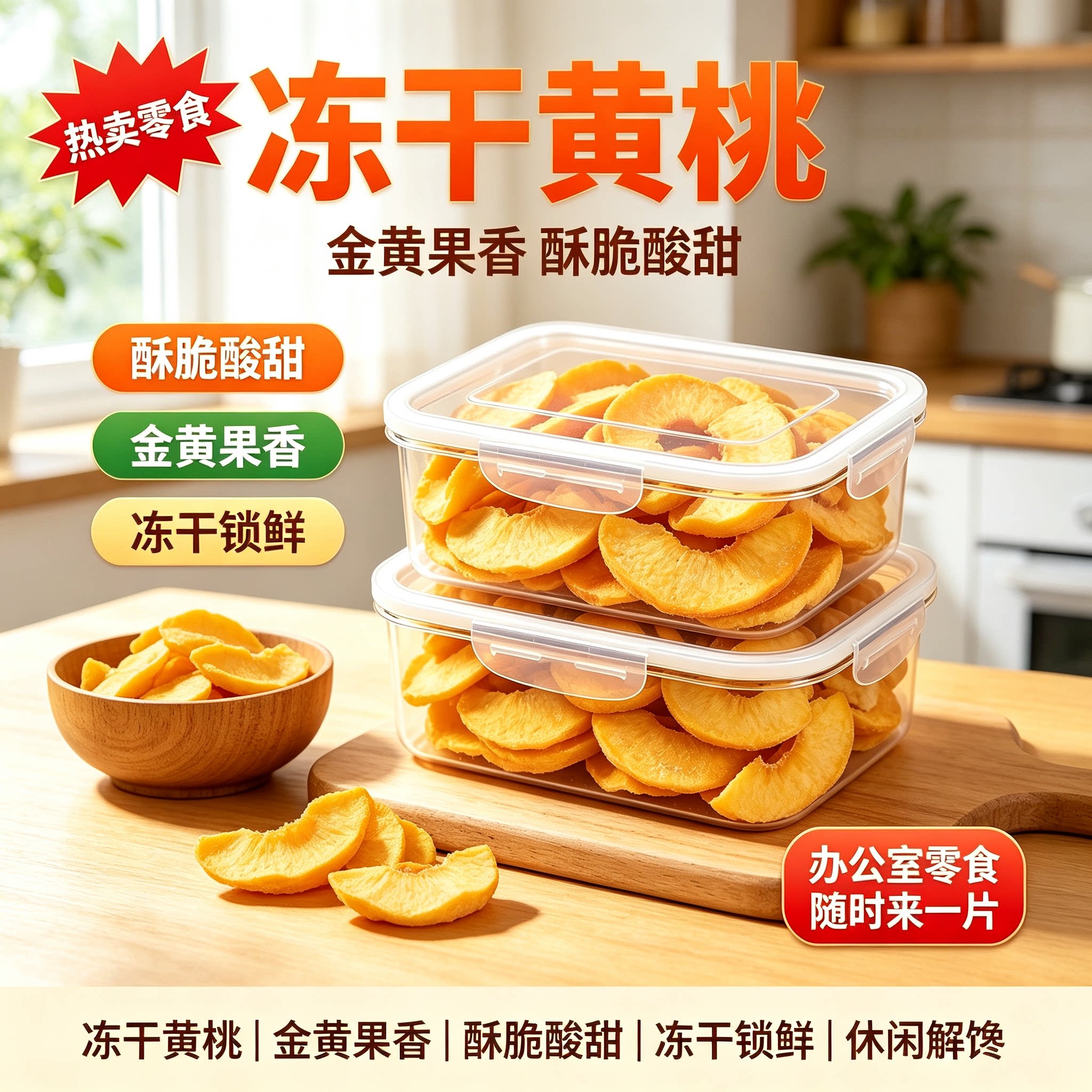 冻干黄桃脆片烘焙装饰商用