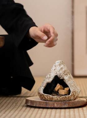 一陵圣木托盘香炉白圣人陶瓷香炉室内香小壁炉婚礼随行礼品