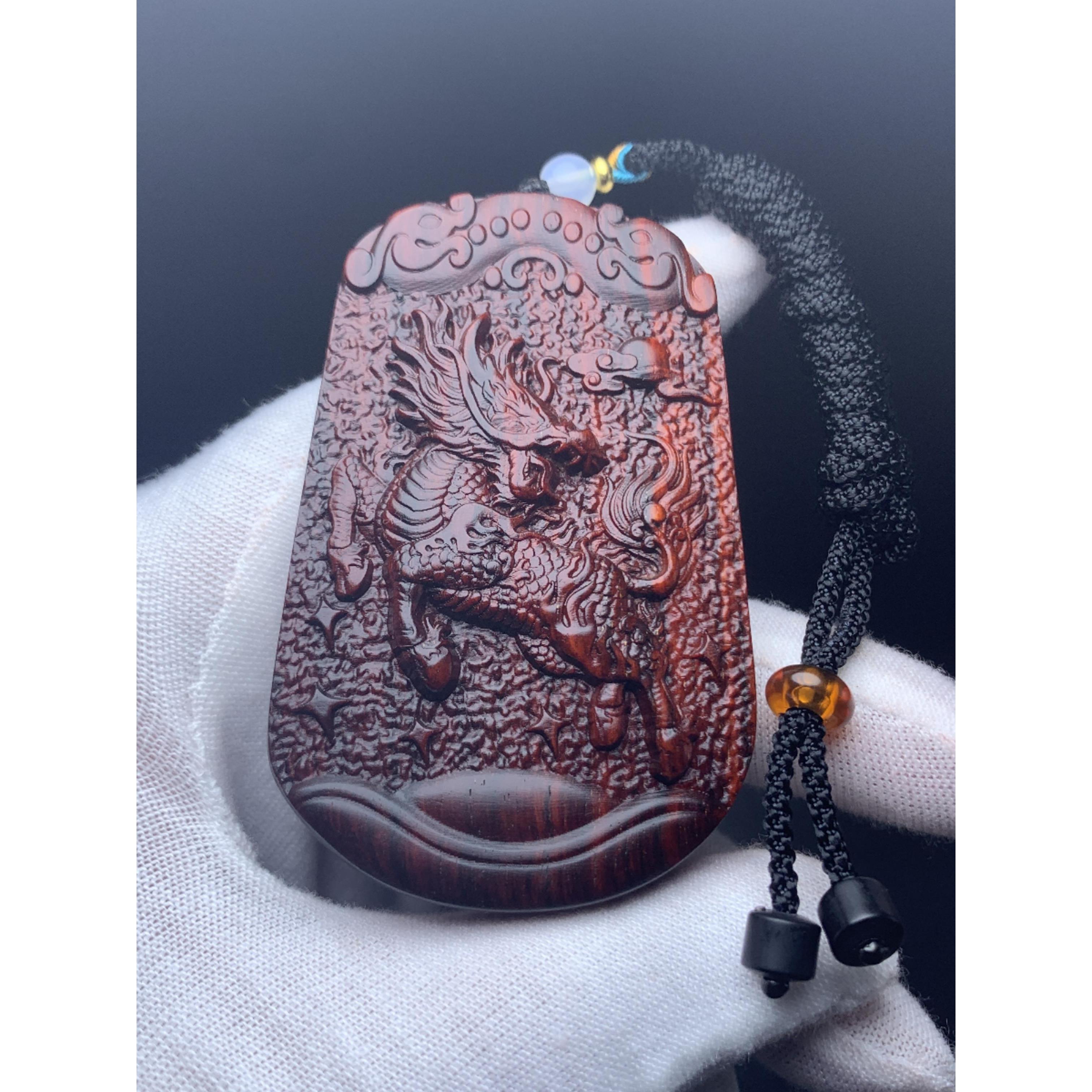 新款 正品 印度小叶紫檀红木雕刻 麒麟 脖挂 吊坠 钥匙扣 中国风