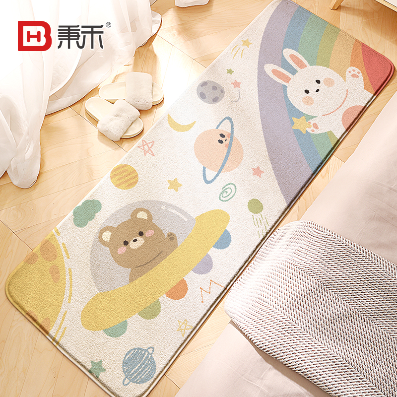 卧室地毯床边毯家用可爱儿童房间毛绒毯主卧N床前可睡可坐客厅地