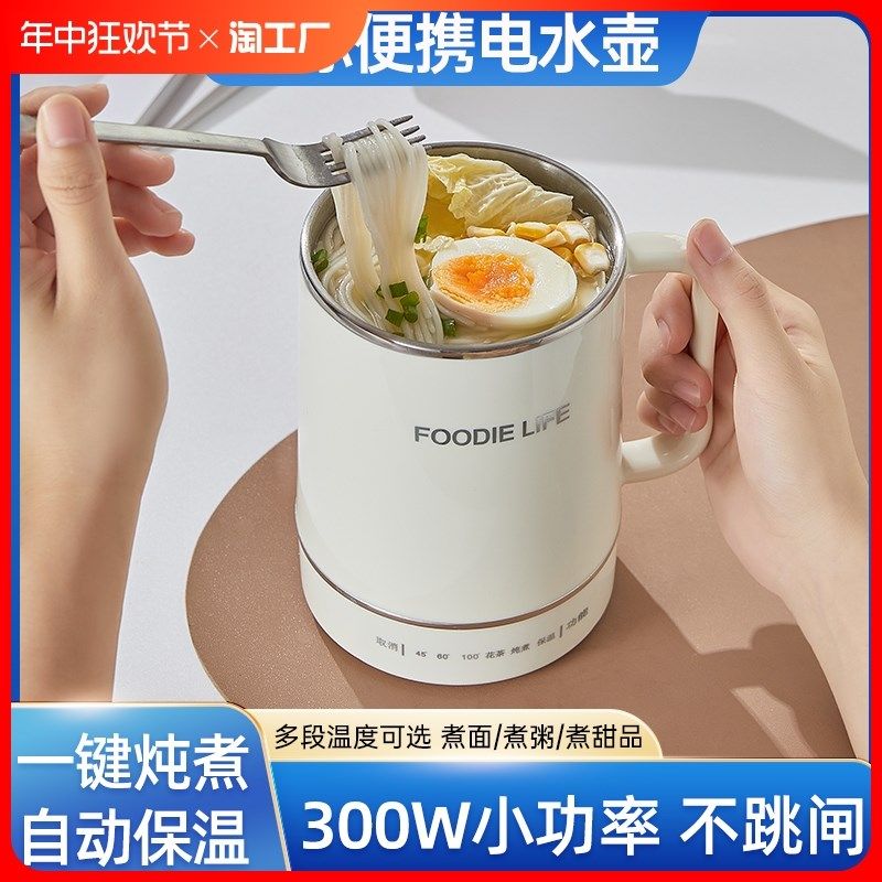 便携式烧水杯加热小型旅行电热水杯D迷你电炖杯保温热水泡面电煮
