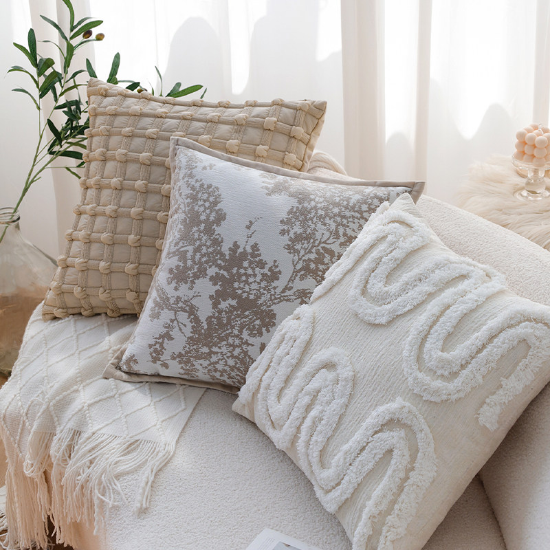 法式抱枕套客厅沙发靠r垫奶油风样板间卧室靠背垫飘窗靠垫套含芯