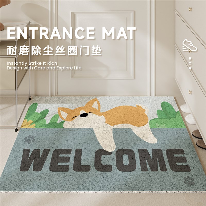 卡通丝圈入户门地垫玄关门厅防滑垫家用进门刮P泥蹭土垫可裁剪地