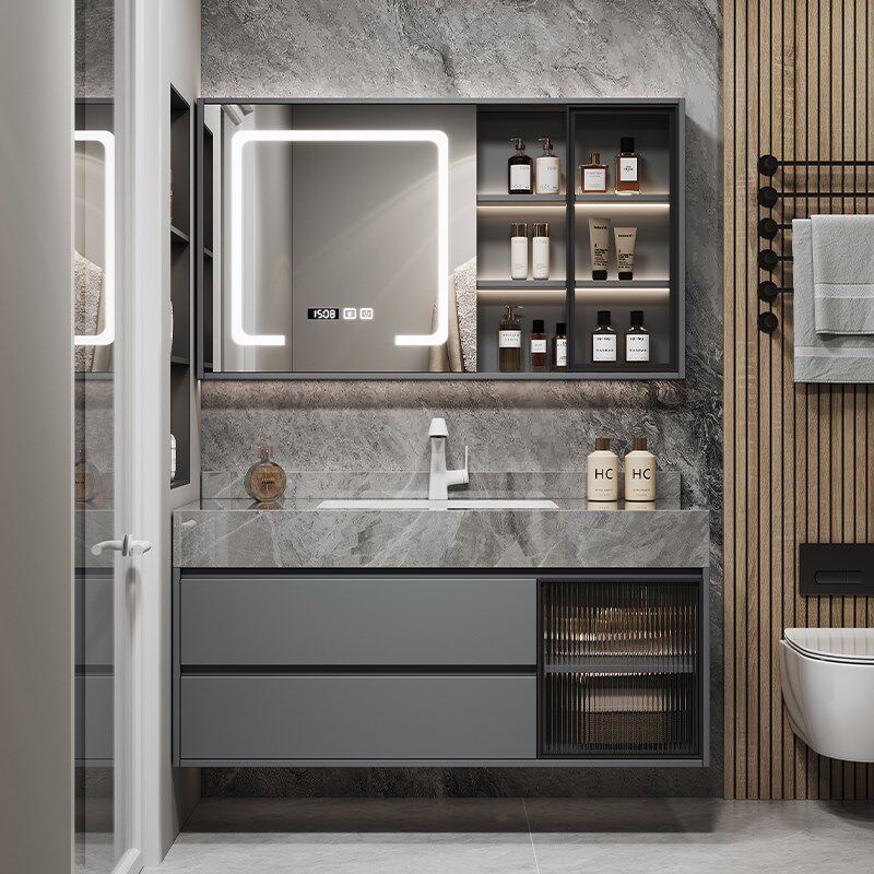 浴室柜组合岩板无缝陶瓷一体盆A洗漱台轻奢简约卫生间厕所洗手脸