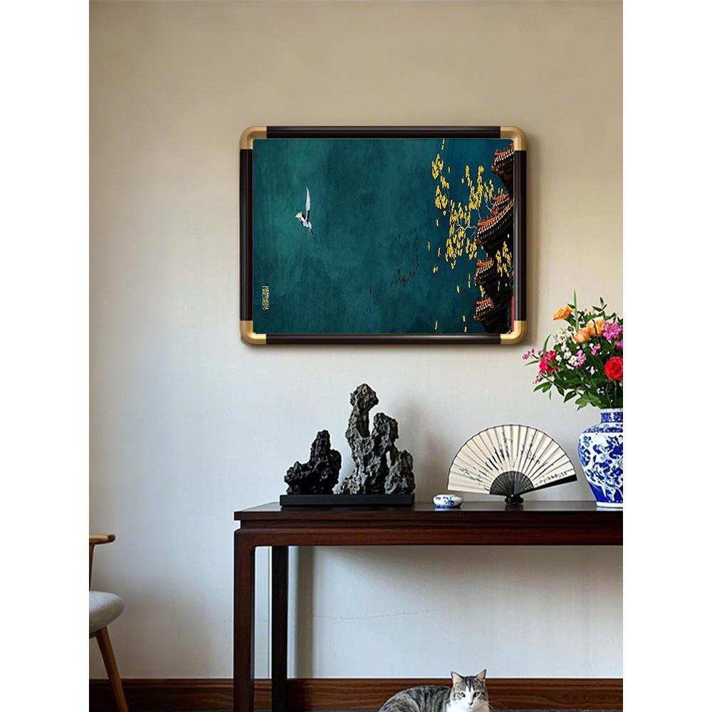 新中式客厅沙发背景墙装饰画中国风书房墙面挂画玄关过道横版壁画