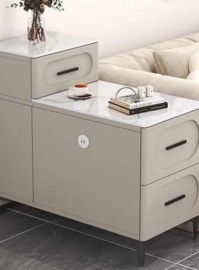 沙岩板发边几边柜侧柜客厅桌茶水柜家用现代简约茶LBQ几储物柜小