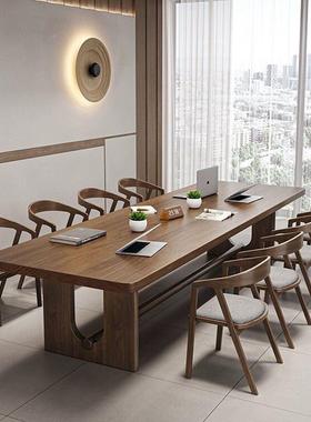 美式实木议桌长桌桌条桌简约FD601326办公椅会组合形条洽谈桌子