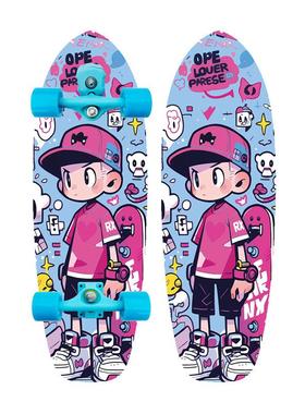 30英寸陆地冲浪童S5初学免地转滑板儿学蹬生旋青少NHM年弹簧四轮