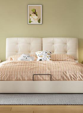 现代简物约纳主帕皮床双人1.8m可储软包实床木婚床卧室PXY轻奢皮