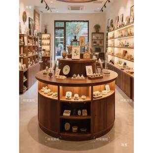 木圆形商62中岛品台展示台圆柱实陈列柜饰品店用产展示柜中岛垒德