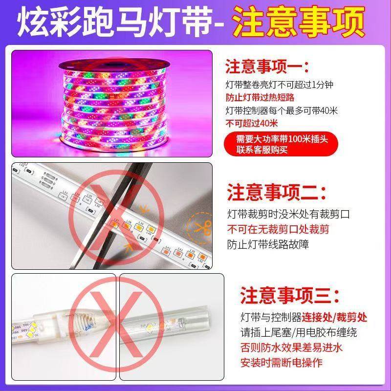 中国龙新款灯带红皮312led灯珠2.8厘米爆闪防水防冻六彩LED跑马灯