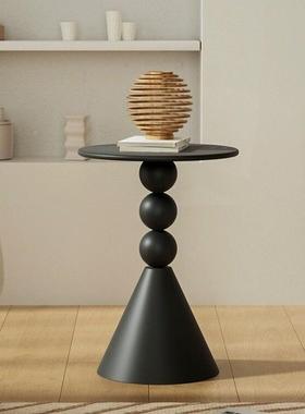 现代约简轻奢沙角几家用铁艺发边几床头小桌阳台创圆意形AAC黑色