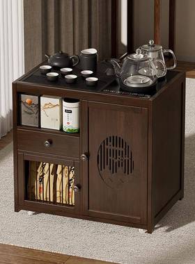 移动茶家用小台边柜茶实木车阳台泡茶茶几YNF烧水壶一桌体煮茶水