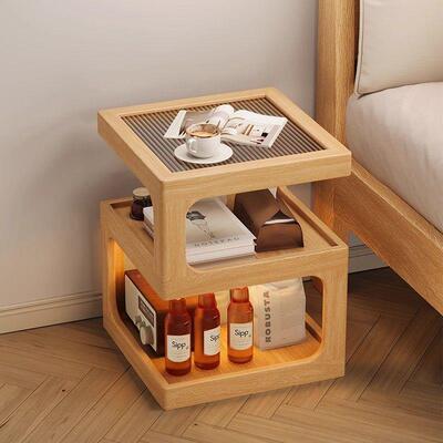 实木床头柜KTF厂床头简家小型卧室用置约物架现代创意床边家