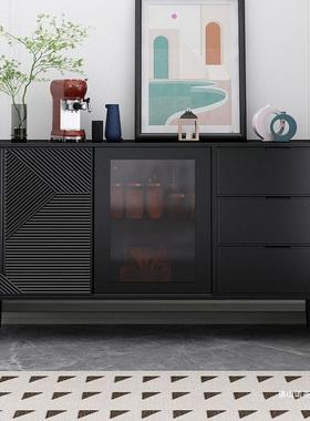 边柜轻奢黑色斗柜VOJ墙一体茶水柜约子酒靠柜现代简客厅收纳餐储