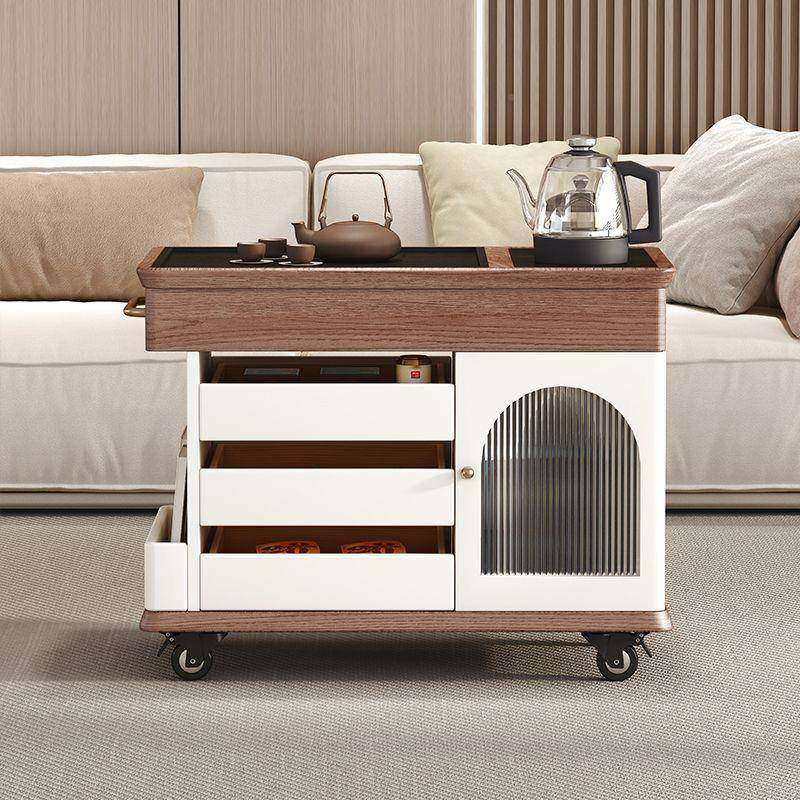 实木茶桌茶台一整套时尚边几车烧客水壶一HDF全体厅可移茶动茶几