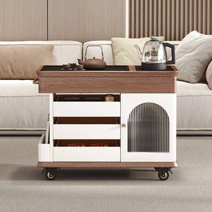 实木茶桌茶台一整套时尚 边几车烧客水壶一HDF全体厅可移茶动茶几