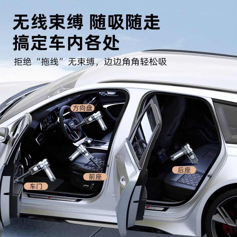 车载吸尘器跨境无刷吸吹扫刷除尘充气打气吹吸抽无绳吸尘器大功率