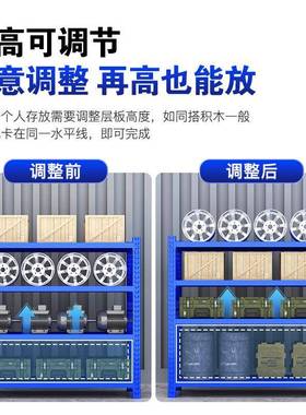 加厚货架制置物架库工厂储物HMN架层仓家用多钢收纳架四层蓝色快