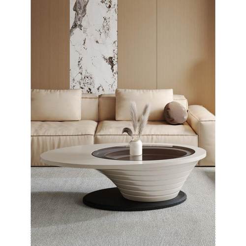 深渊几客厅茶现家用奢玻璃新款茶桌NHB代简约家用小户轻型椭圆形