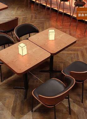 美式复古小馆商桌椅组酒合清吧威士吧实木方桌zou14725酒吧西餐厅