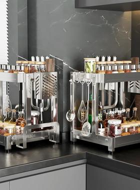 304不钢调料架台面调功味瓶油盐锈酱醋收纳架厨SSY多房能一体置物