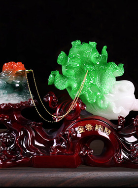 金蟾纳财招财玉白菜乔迁新居礼品店铺客厅装M饰开业送礼工艺品摆