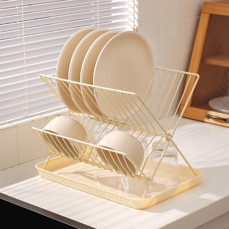 屋碗碟收纳层架j沥水碗盘架厨房可摺叠置物架碗架盘子碗筷沥水架
