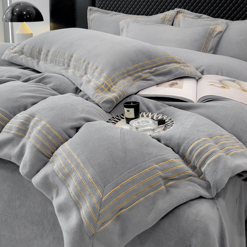 牛奶绒四件套冬款2023新款法兰绒床F单床笠冬天珊瑚绒被套绒面毛