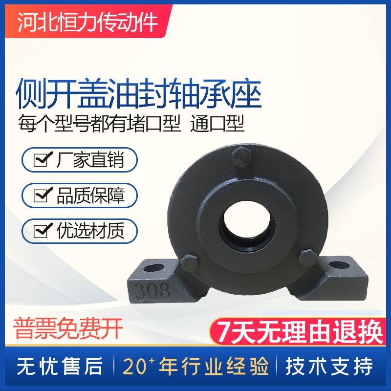 加厚铸铁侧开盖防灰尘带油封防水轴承座瓦盒J309 1309 6309