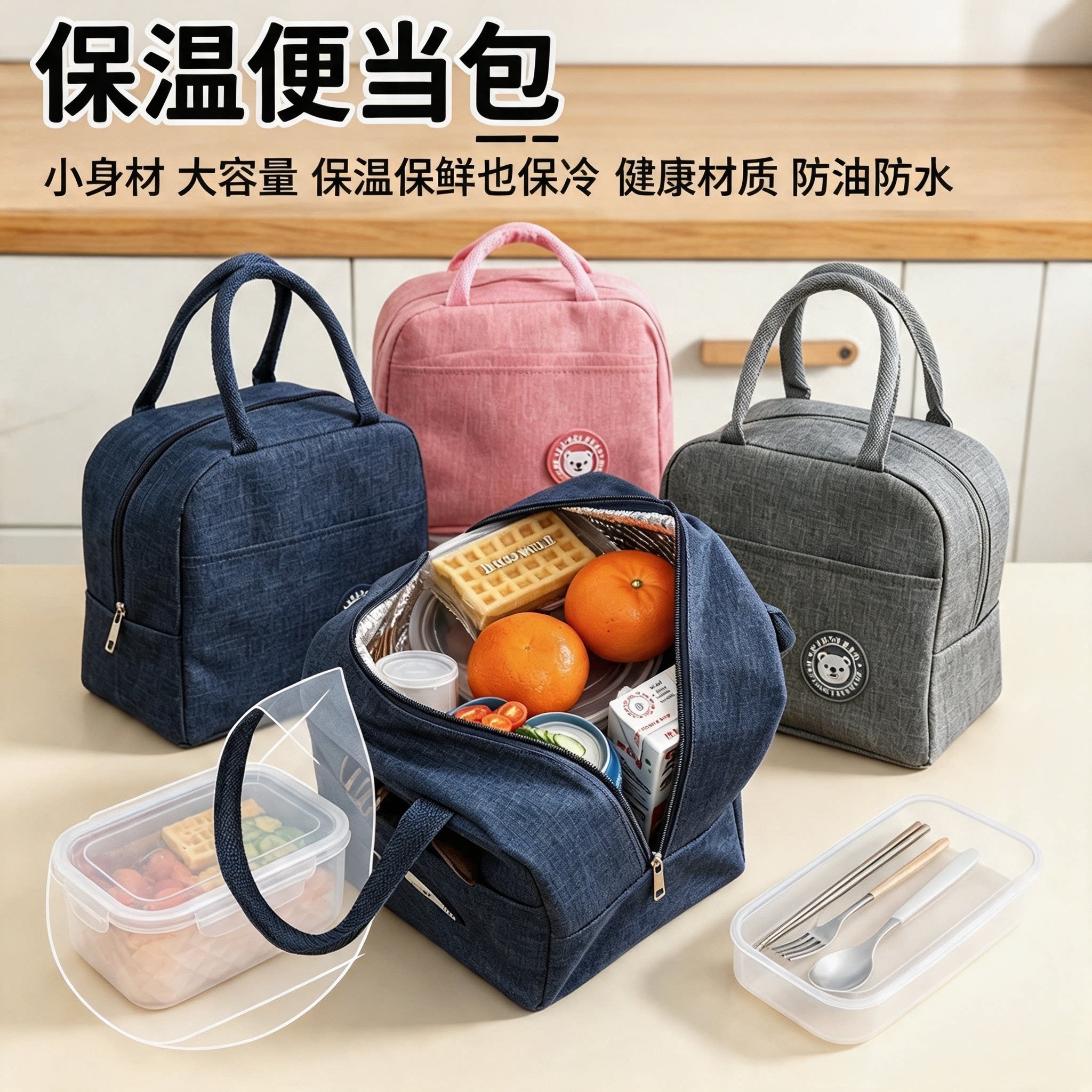 饭盒袋保温便当手提包学生带饭防水防油上班族装餐包加厚铝箔袋子