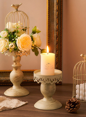 欧式复古c烛台底座摆件轻奢高级感家用法式浪漫烛光晚餐氛围感装