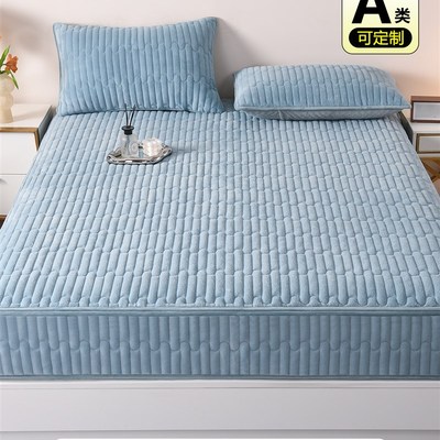 2025新款床笠拉炼式六面全包围A冬季加绒床垫保护罩牛奶绒加厚夹