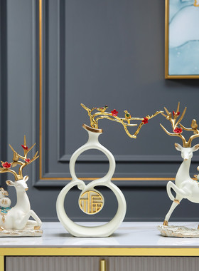 乔迁新居礼品招财鹿摆件家居客厅玄关电视柜酒R柜新房装饰搬家礼