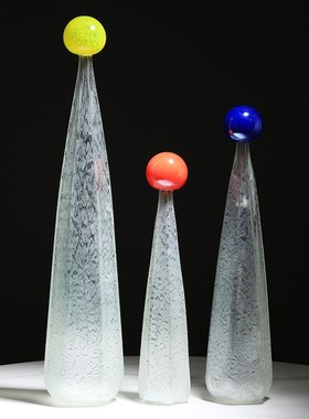 轻奢琉璃几何摆件圣诞树锥形艺术E客厅样板间玄关酒店桌面装饰