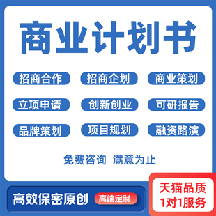 商业计划书攥写代做融资创业立项双创招投标策划路演可研PPT制作