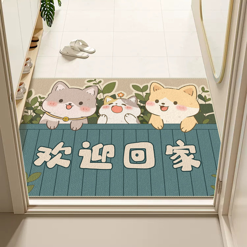 入户地垫2024k新款家用耐脏门口垫子可爱卡通圈绒地垫入户门垫进
