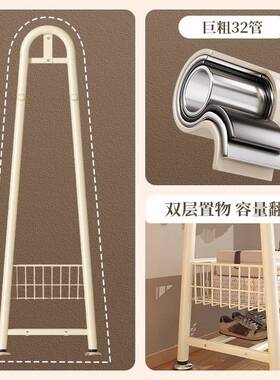 衣架落地家卧室双Y41层衣帽简架可移动房间衣服收用纳架室易内挂
