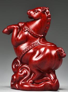 实木马摆件红色木雕马工艺FJR01196中式客厅唐饰品桌装面摆设生肖